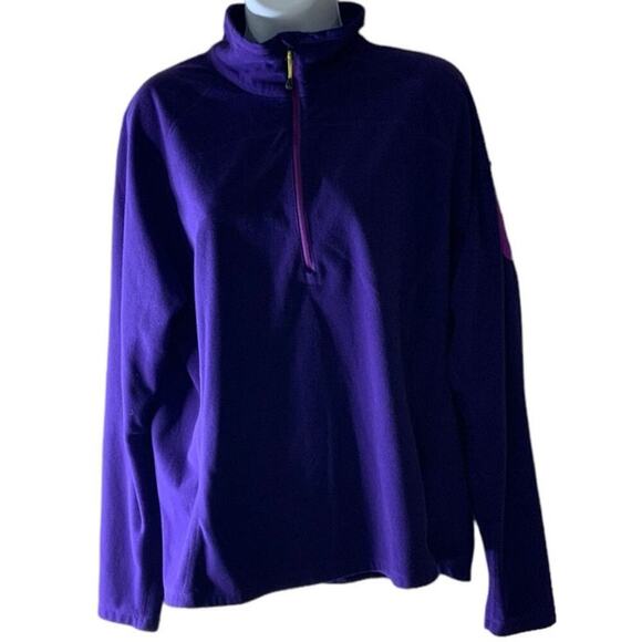 Eddie Bauer First Ascent Pullover Jacket Womens Sz XL Fleece Quarter Zip Purple - Picture 1 of 9